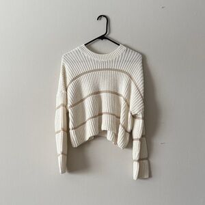 moon & madison Cream and Tan Striped Sweater